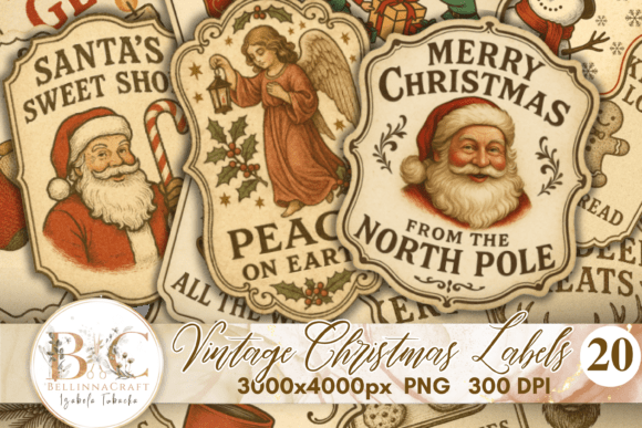 Authentic Holiday Charm: Using Vintage Christmas Labels Clipart PNG