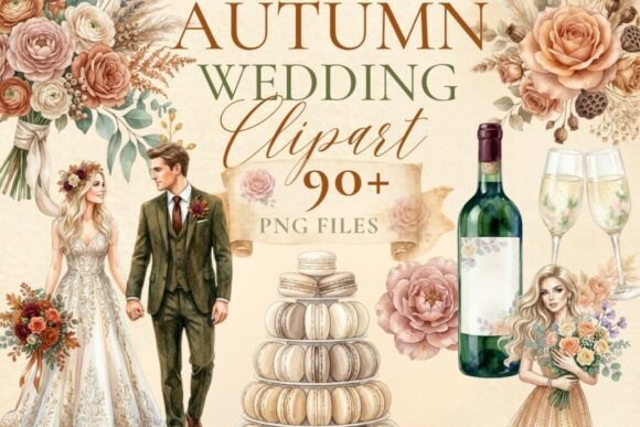 Autumn Wedding Clipart PNG Bundle for Timeless Designs