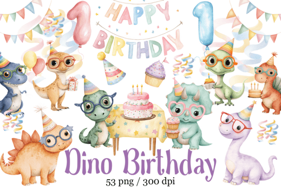 Dinosaur Birthday Party Clipart Dino PNG: Your Design Toolkit