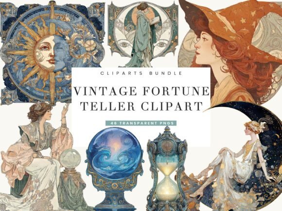 Enchanting Vintage Fortune Teller Clipart for Mystical Designs