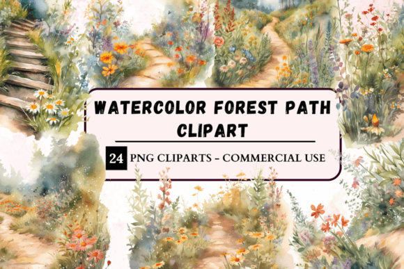 Enchanting Watercolour Forest Path Clipart for Creative Projects