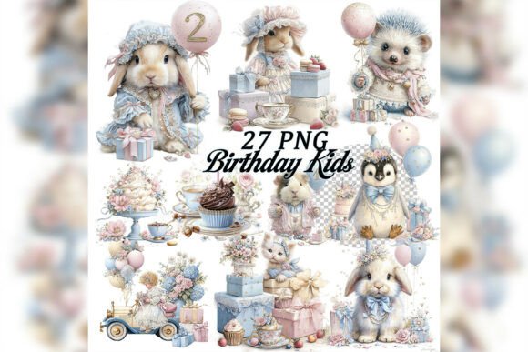 Enchanting Whimsical Aristocratic Birthday Kids Clipart