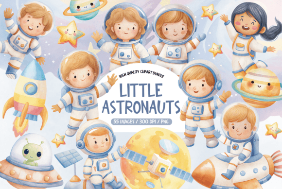 Exploring the Universe with the Astronaut Clipart Bundle