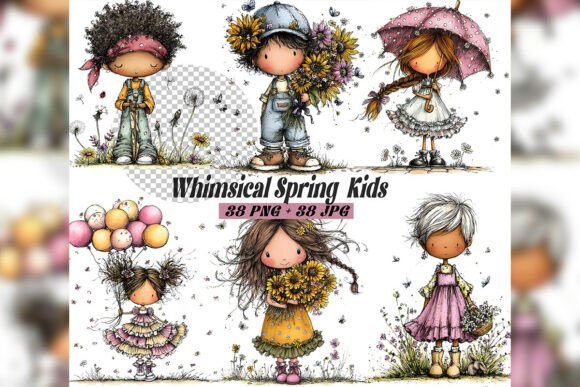 Spring Into Creativity: The Whimsical Girl Clipart Set