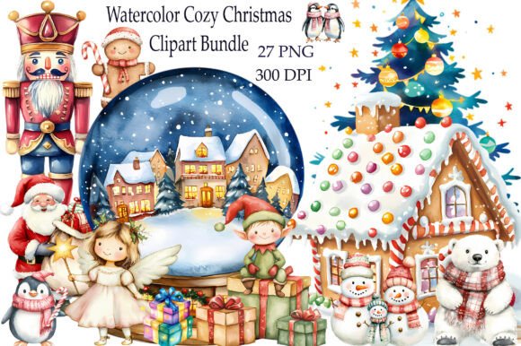 Watercolor Cozy Christmas Clipart Bundle: A Designer's Holiday Toolkit