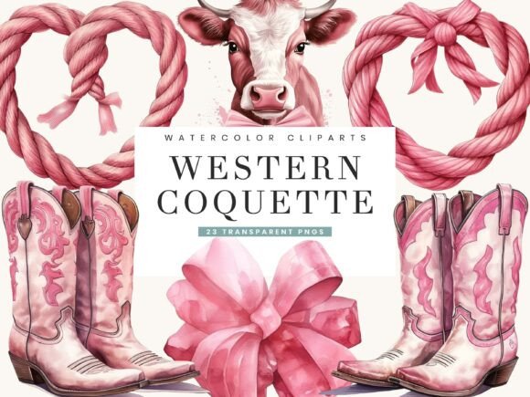 Western Coquette Clipart Bundle: Design with Rustic Elegance